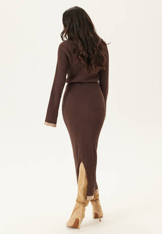 Round Neck Rib Knitted Maxi Dress