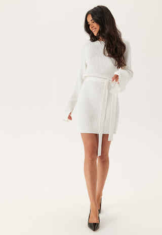 Round Neck Rib Knitted Short Dress