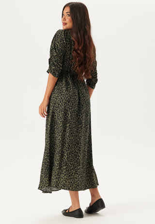 Ruched Sleeve Midi Dress