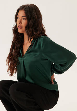 Satin Puff Sleeve Blouse