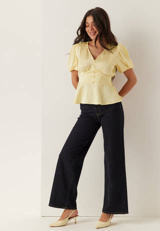 Satin Short Sleeve Blouse