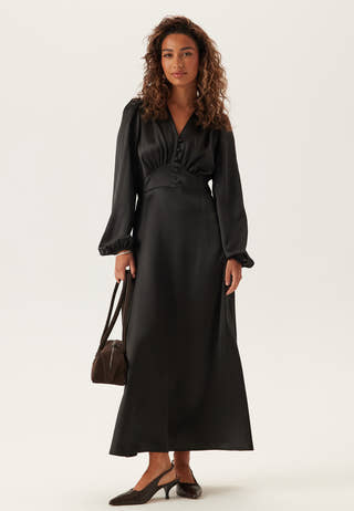 Satin V-neck Maxi Dress