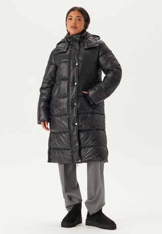 Semi Shiny Long Padded Jacket