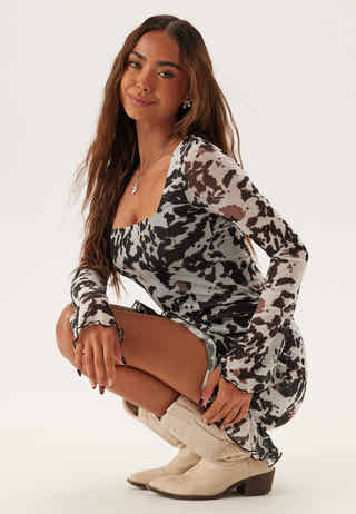 Short Mesh Frill Dress