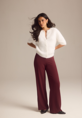 Short Sleeve Fluffy Knitted Cardigan