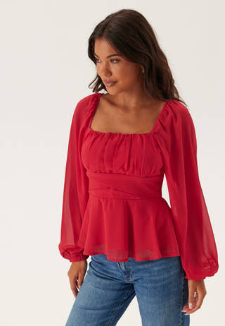 Square Neck L/S Georgette Blouse