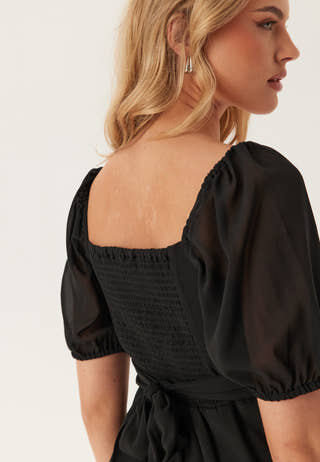 Square Neck S/S Georgette Blouse