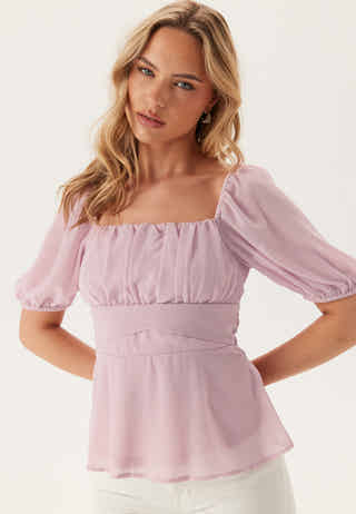 Square Neck S/S Georgette Blouse