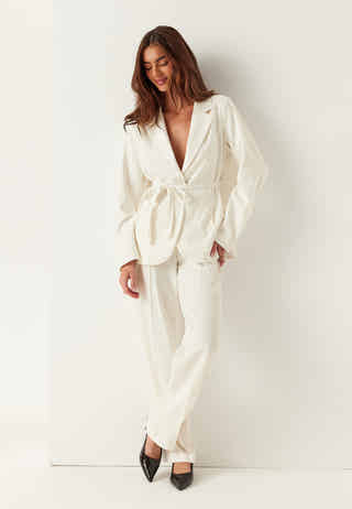 Straight High Waist Suit Trousers