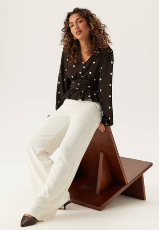 V-neck Button Blouse