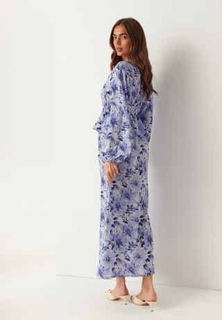 V-neck Flounce Maxi Dress