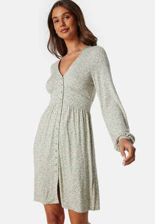 V-neck Short Button Dress