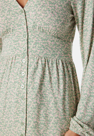 V-neck Short Button Dress