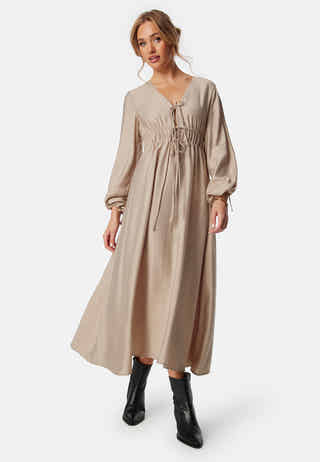 V-neck Strap L/S Dress