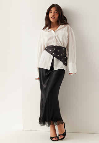 Viscose Satin Lace Skirt