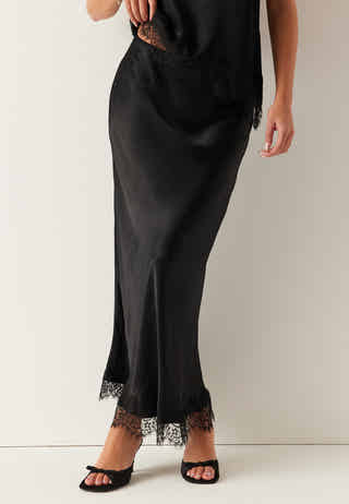 Viscose Satin Lace Skirt