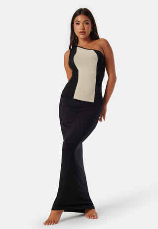 Striped One Shoulder Knitted Top