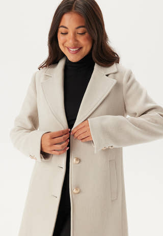 Fur Collar Wool Blend Coat