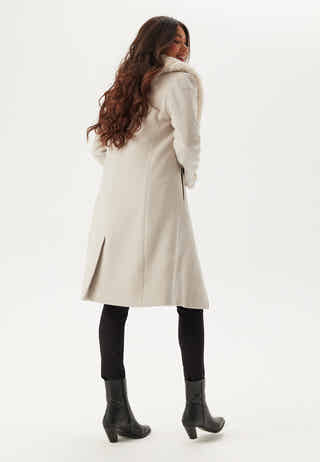 Fur Collar Wool Blend Coat