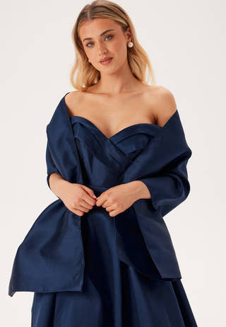 Mikado Evening Dress With Carmen Sleeves