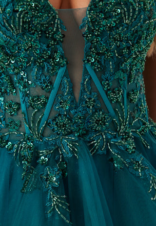Tulle Frill Evening Dress with Lacing