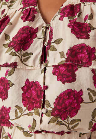 Printed Frill Blouse