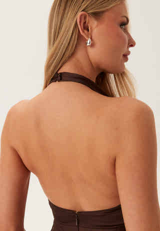 Becca Cowl Halter Satin Gown