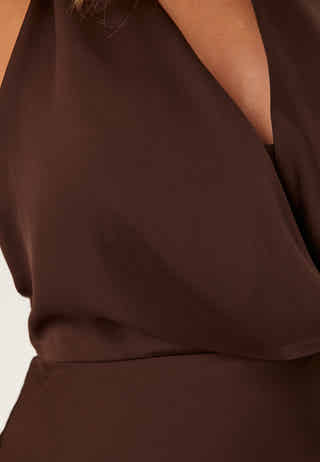 Becca Cowl Halter Satin Gown