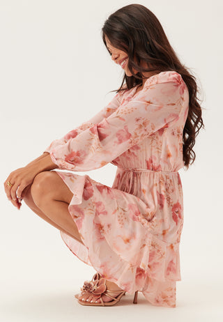 Heather Ruffle Long Sleeve Mini