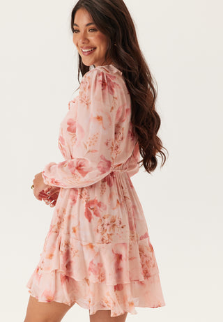 Heather Ruffle Long Sleeve Mini