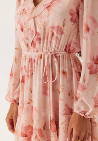 Heather Ruffle Long Sleeve Mini