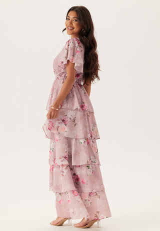 Floral Flutter Tiered Maxi Dress
