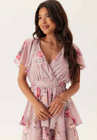 Floral Flutter Tiered Midi Dress