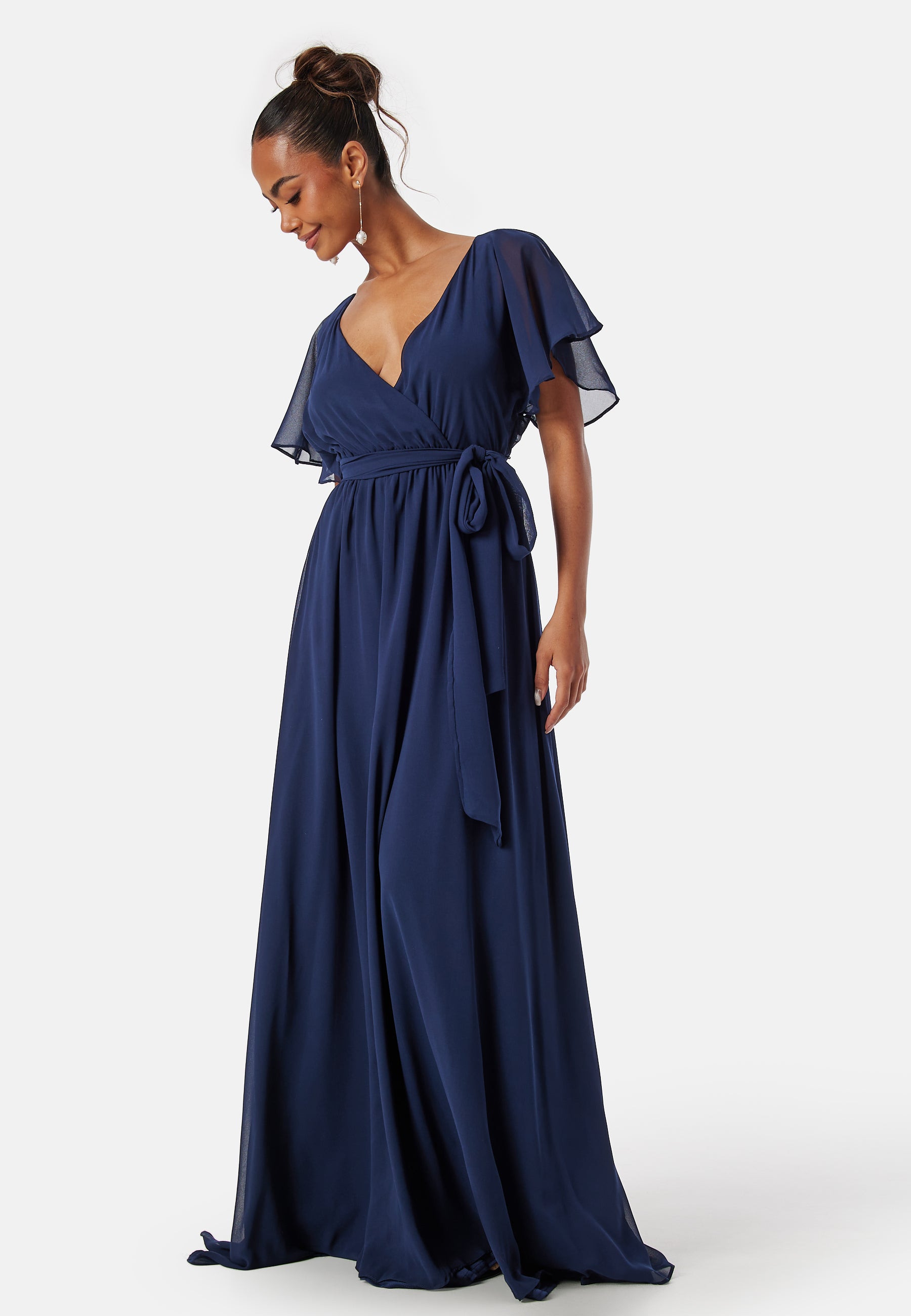Dress Jurk Met Chiffon Goddiva Flutter Chiffon Maxi Dress – Bubbleroom