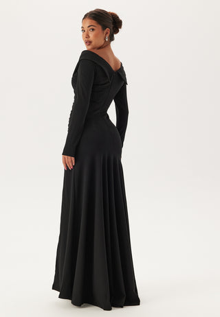 goddiva-long-sleeve-bardot-pleat-maxi-with-split-black_4