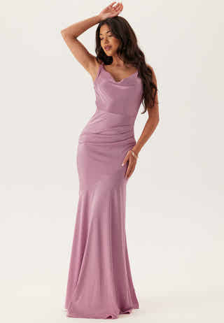 Satin Cowl Neck Maxi Dress