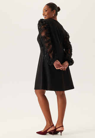 3D Floral Sleeve Short Dress