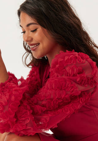 Blouse met 3D-bloem en korte mouwen