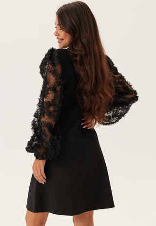 3D Floral Sleeve Short Dress