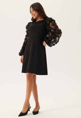 3D Floral Sleeve Short Dress