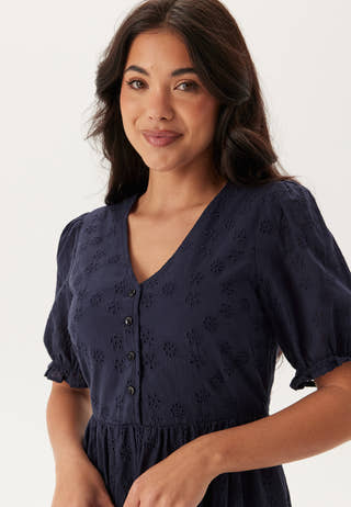 Broderie Anglaise V-Neck Dress