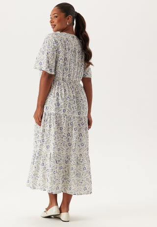 Butterfly Sleeve Viscose Midi Dress
