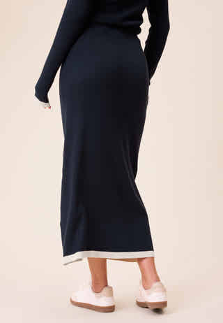 Contrast Knitted Midi Skirt