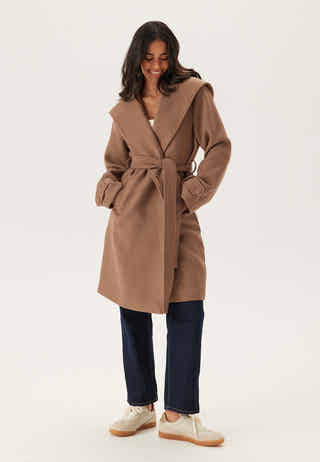 Hooded Wool Mix Coat