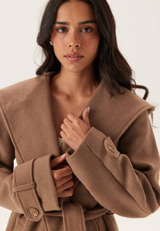 Hooded Wool Mix Coat