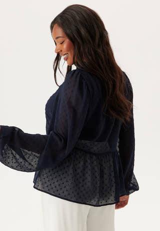 Peplum Dobby Dot Blouse