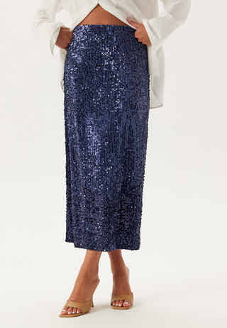 Sequin A-line Midi Skirt