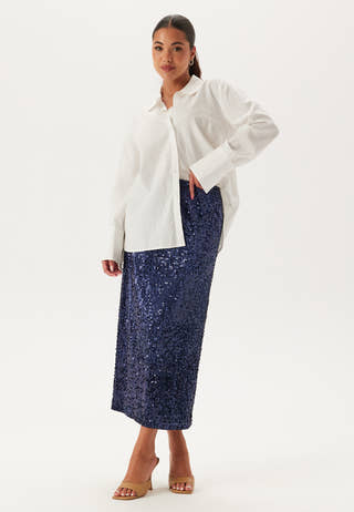 Sequin A-line Midi Skirt