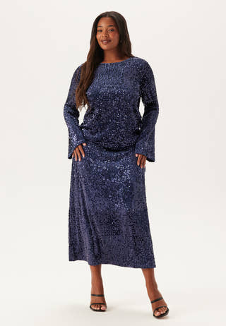 Sequin A-line Midi Skirt