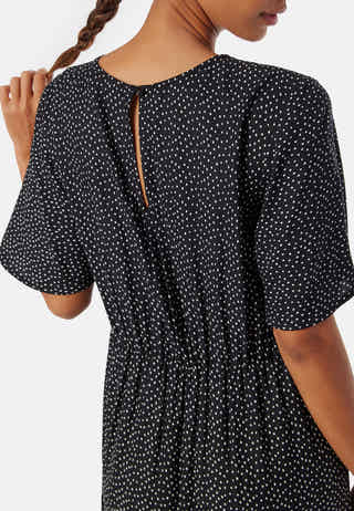 Butterfly Sleeve Viscose Midi Dress